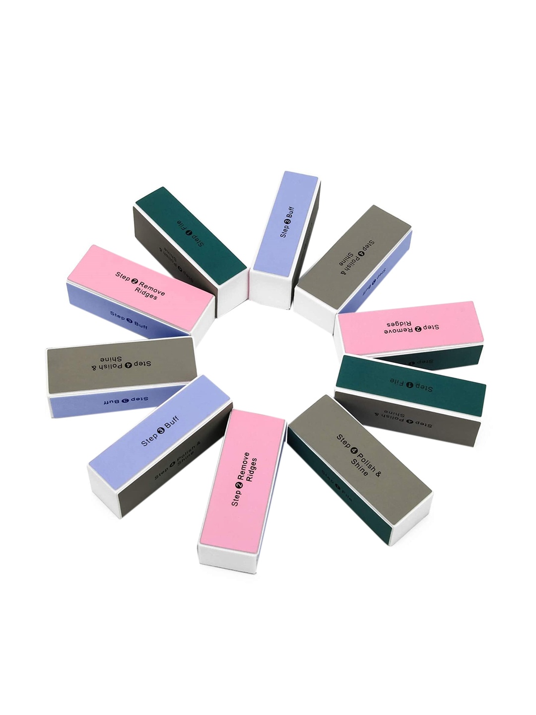 

Beaute Secrets Set of 10 Nail Buffer Block 4 Way Sanding Polisher Files, Multi
