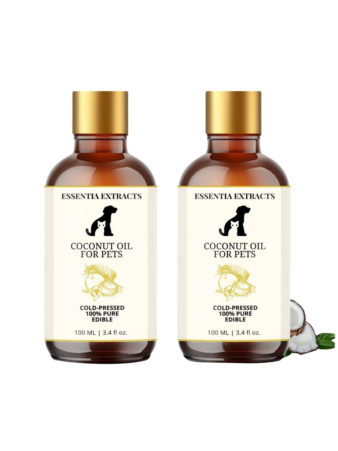 

ESSENTIA EXTRACTS Set of 2 Dogs Virgin Coconut Oil 100 ml each, Yellow