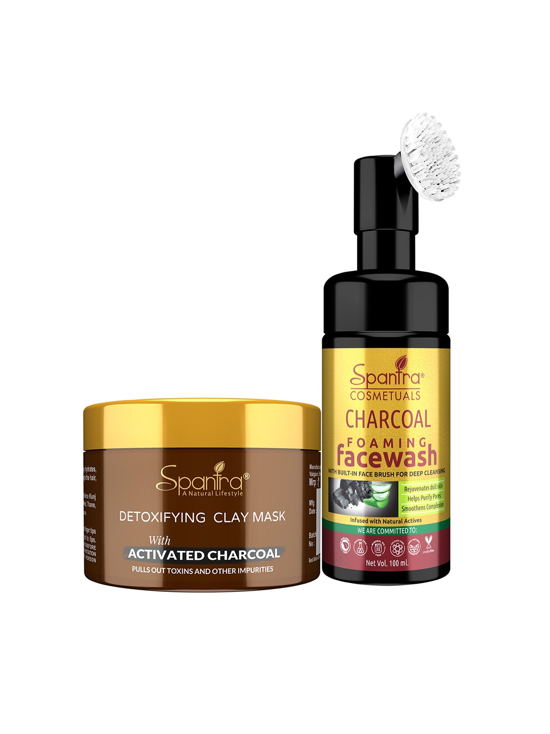 

Spantra Set of Activated Charcoal Face Wash 100ml & Clay Face Mask 125g, Gold