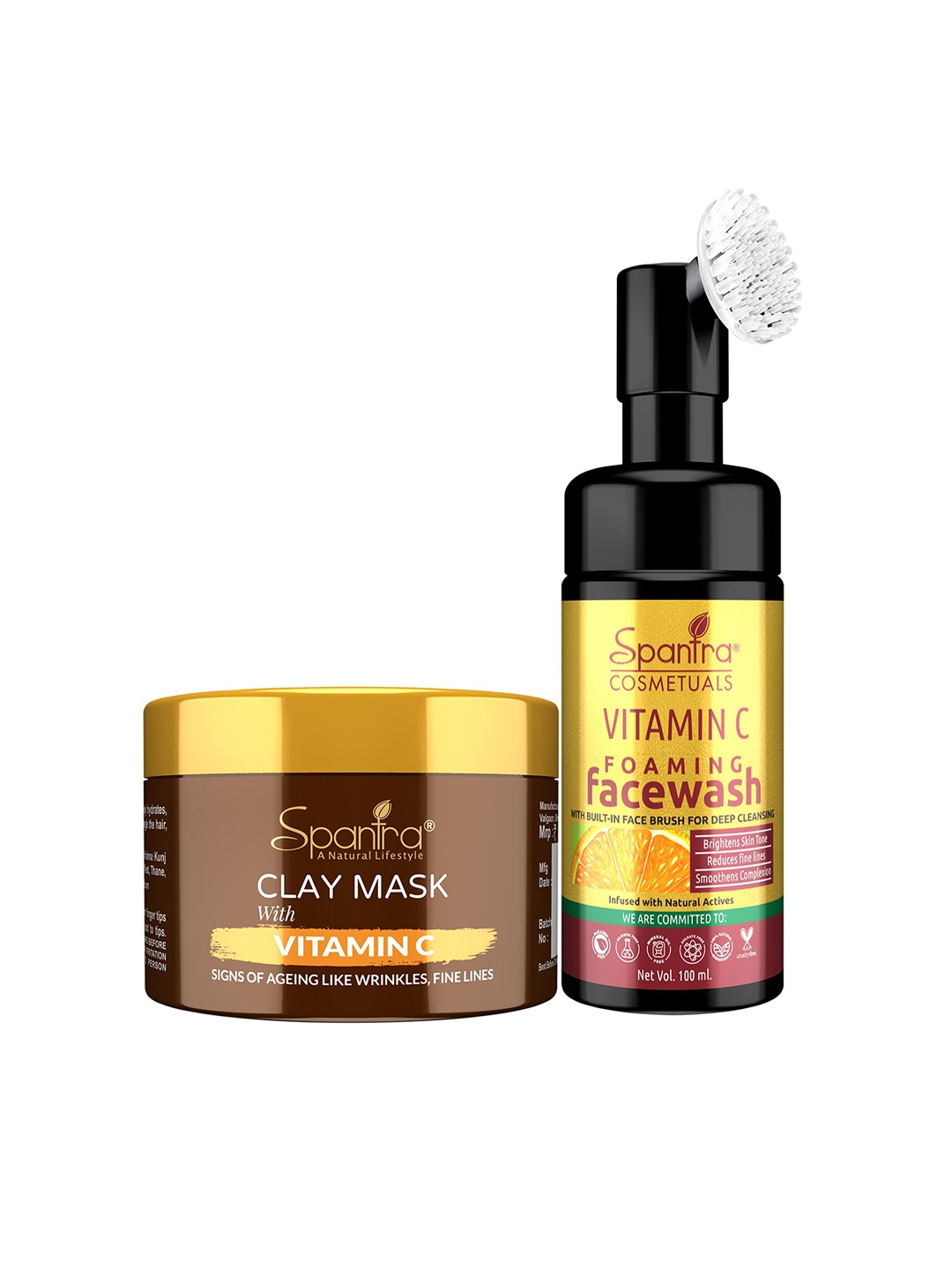 

Spantra Set of Vitamin C Face Wash 100ml & Clay Face Mask 125g, Gold