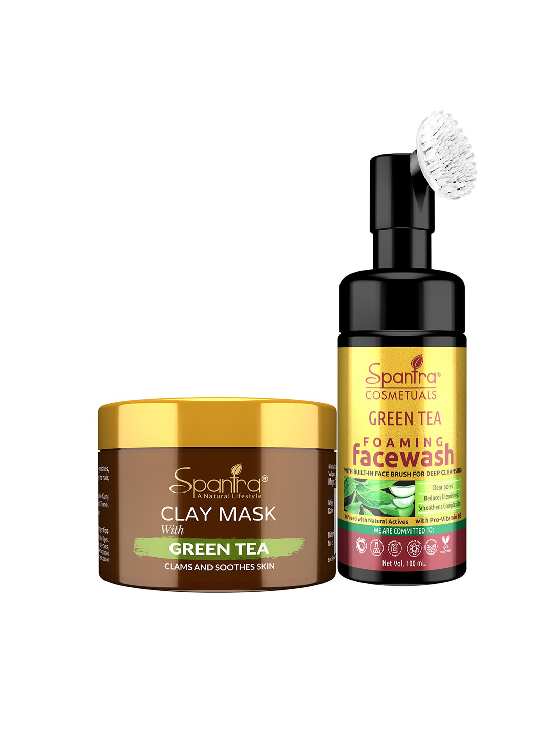 

Spantra Set of Green Tea Face Wash 100ml & Clay Face Mask 125g, Gold