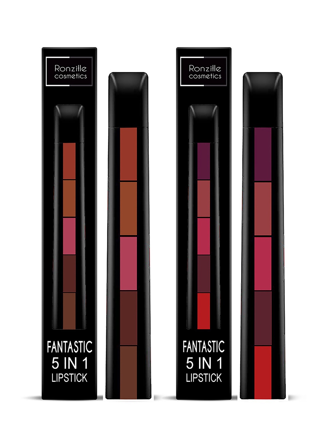 

Ronzille Set of 2 Fantastic 5-in-1 Ultra Smooth Lipstick - A & B, Multi