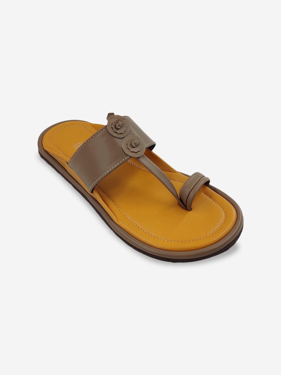 

THE MADRAS TRUNK Men Yellow & Brown Leather comfort Sandals