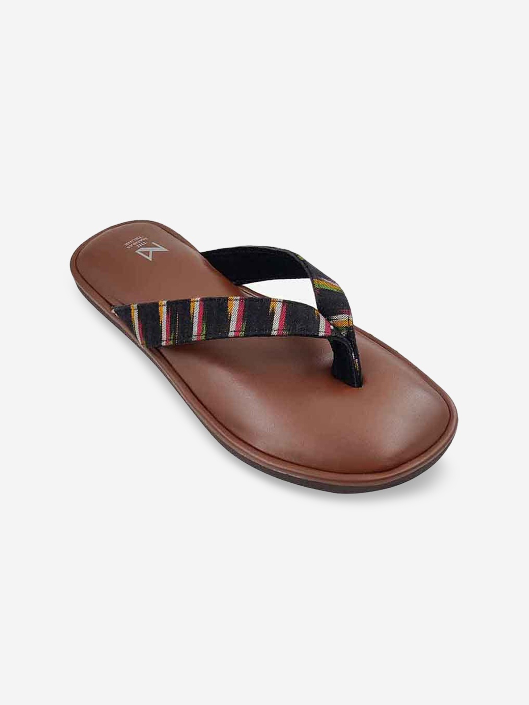 

THE MADRAS TRUNK Men Brown & Black Woven Design Open-Toe Flats