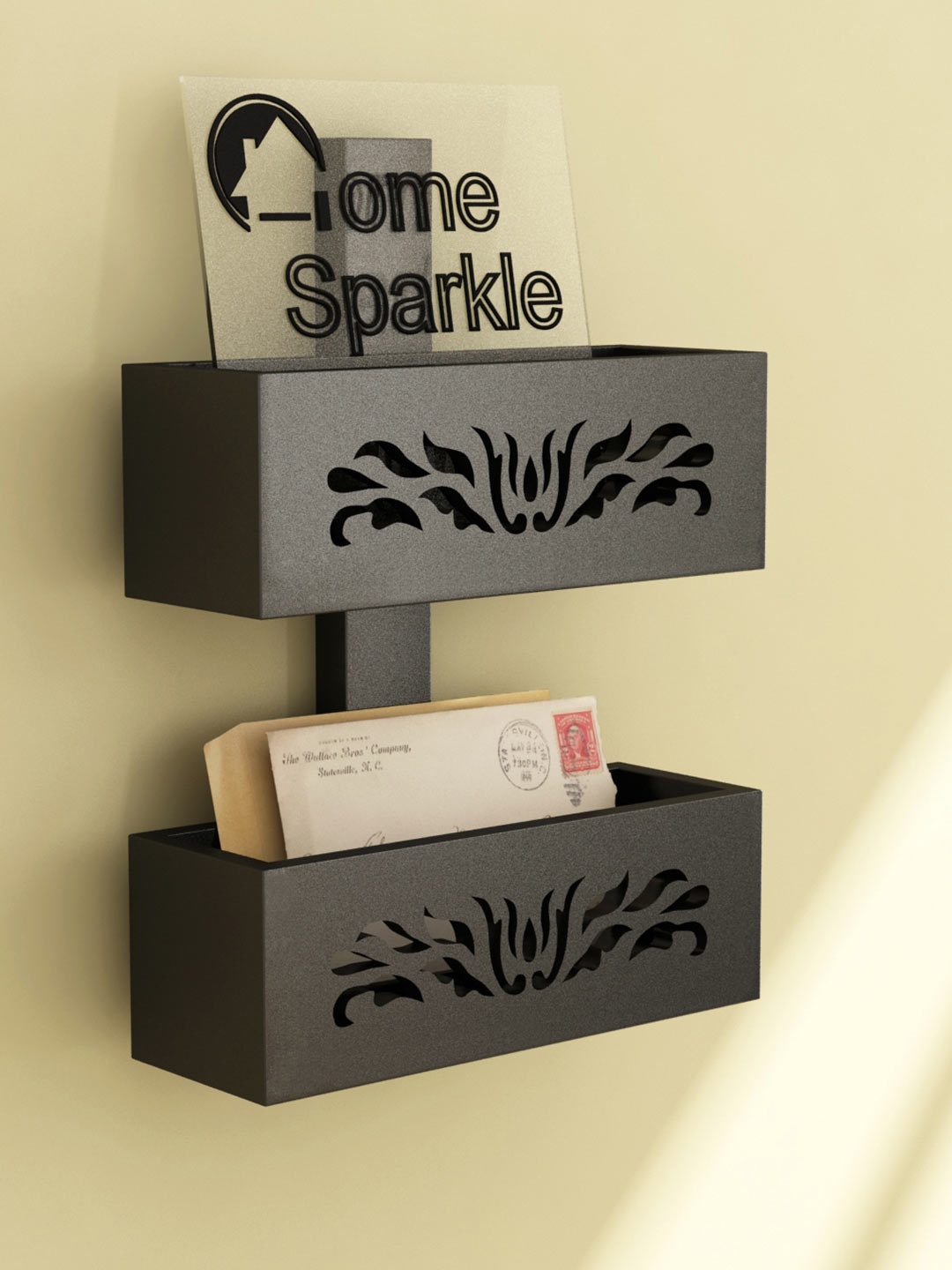 

Home Sparkle Black Wood Wall Shelf