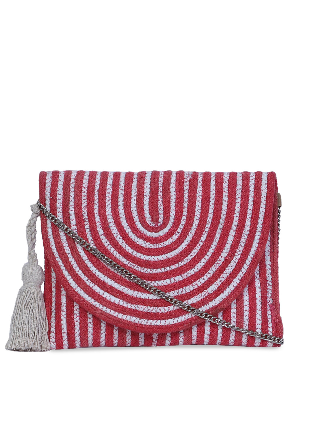 

FABBHUE Pink Striped Structured Sling Bag