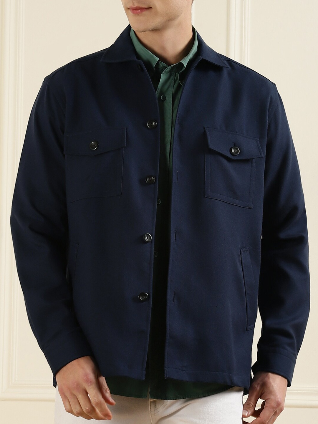 

Eton Men Navy Blue Casual Shirt