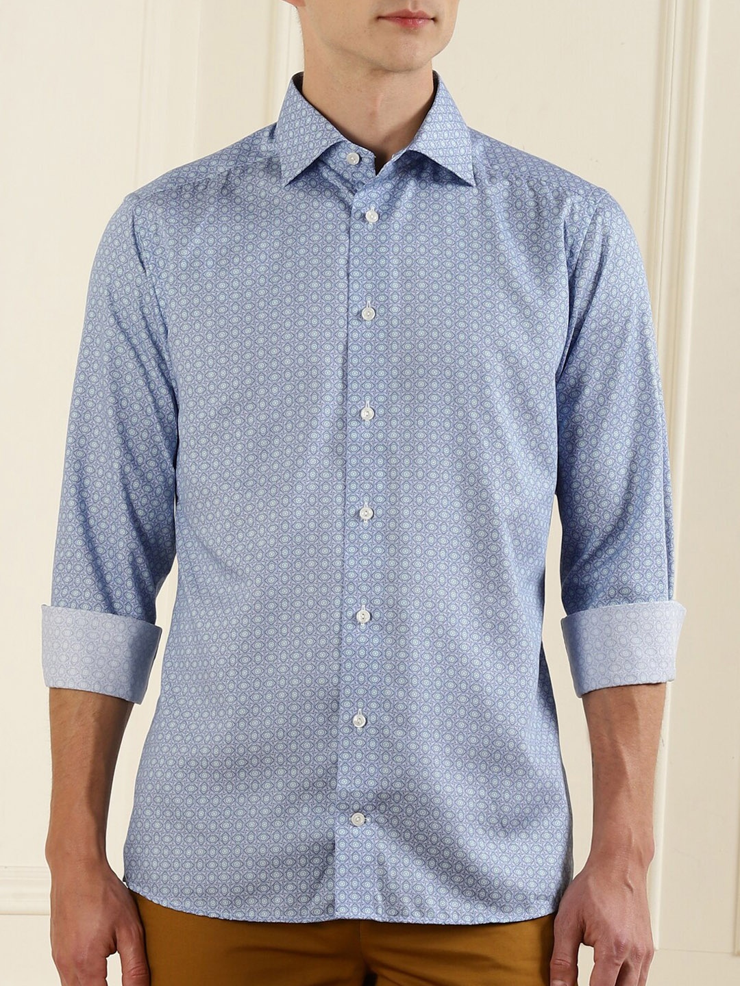 

Eton Men Blue Micro Printed Cotton Casual Shirt