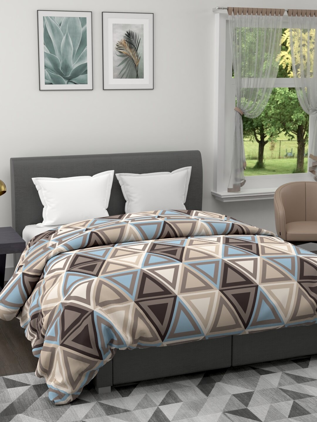 

BIANCA Multi Color Geometric Printed 120 GSM AC Room Double Bed Quilt