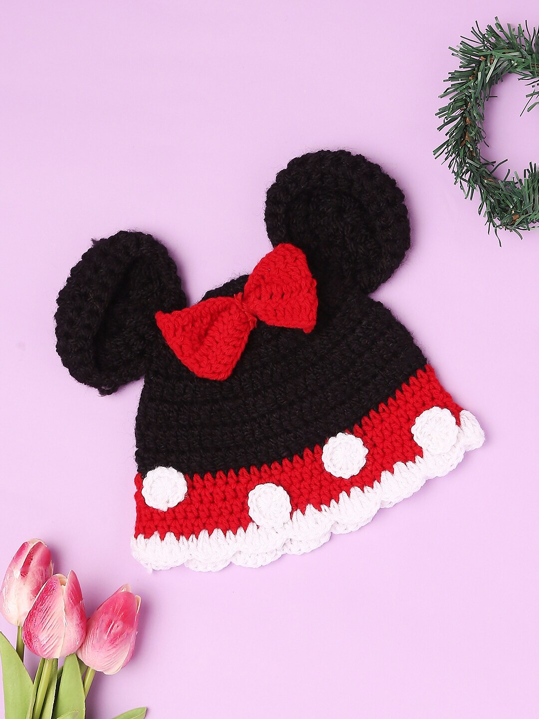 

Babymoon Infants Black & Red Mickey Mouse Inspired Photoshoot Beanie