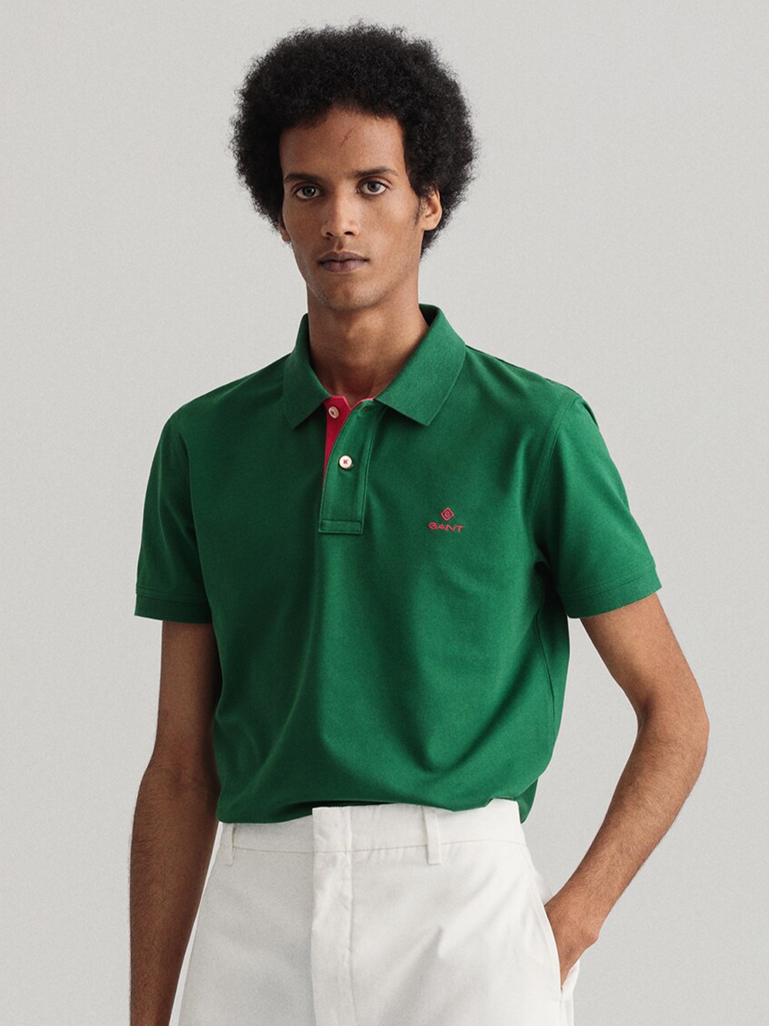 

GANT Men Green Polo Collar T-shirt