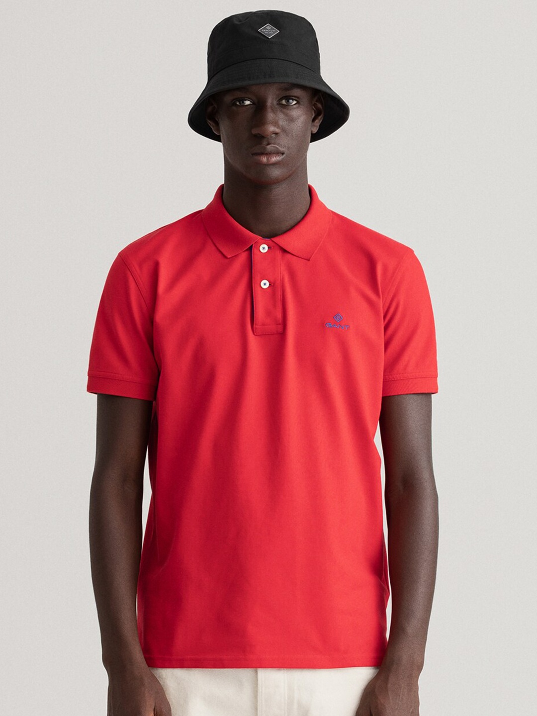 

GANT Men Red Polo Collar Cotton T-shirt