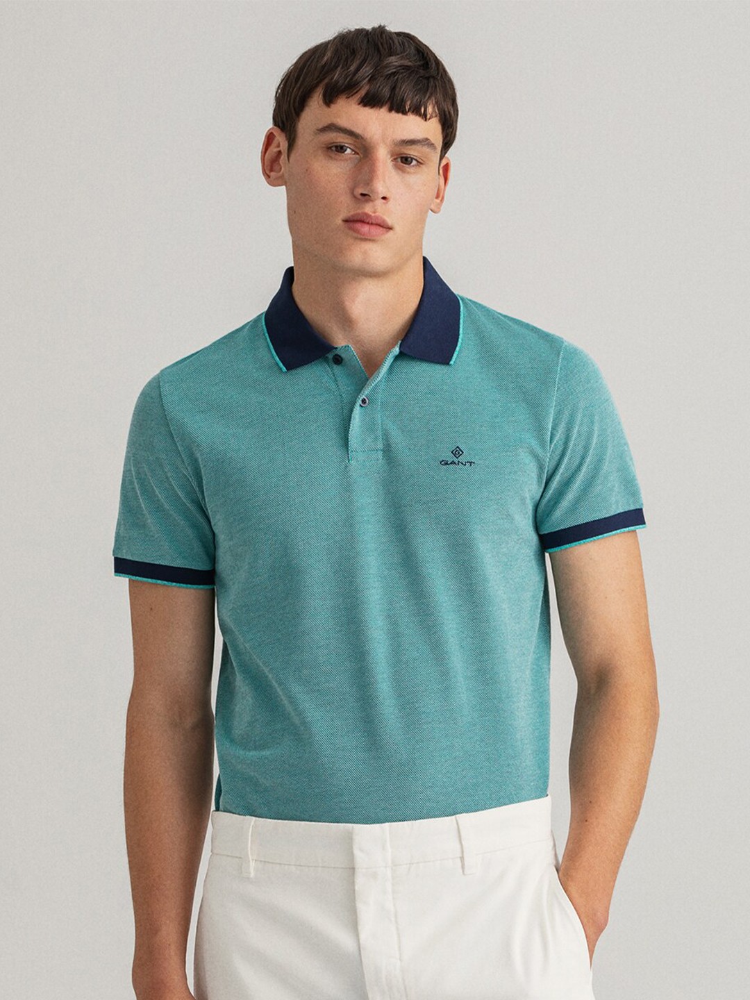 

GANT Men Blue Polo Collar Cotton T-shirt