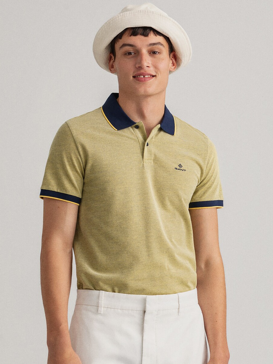 

GANT Men Yellow Polo Collar T-shirt