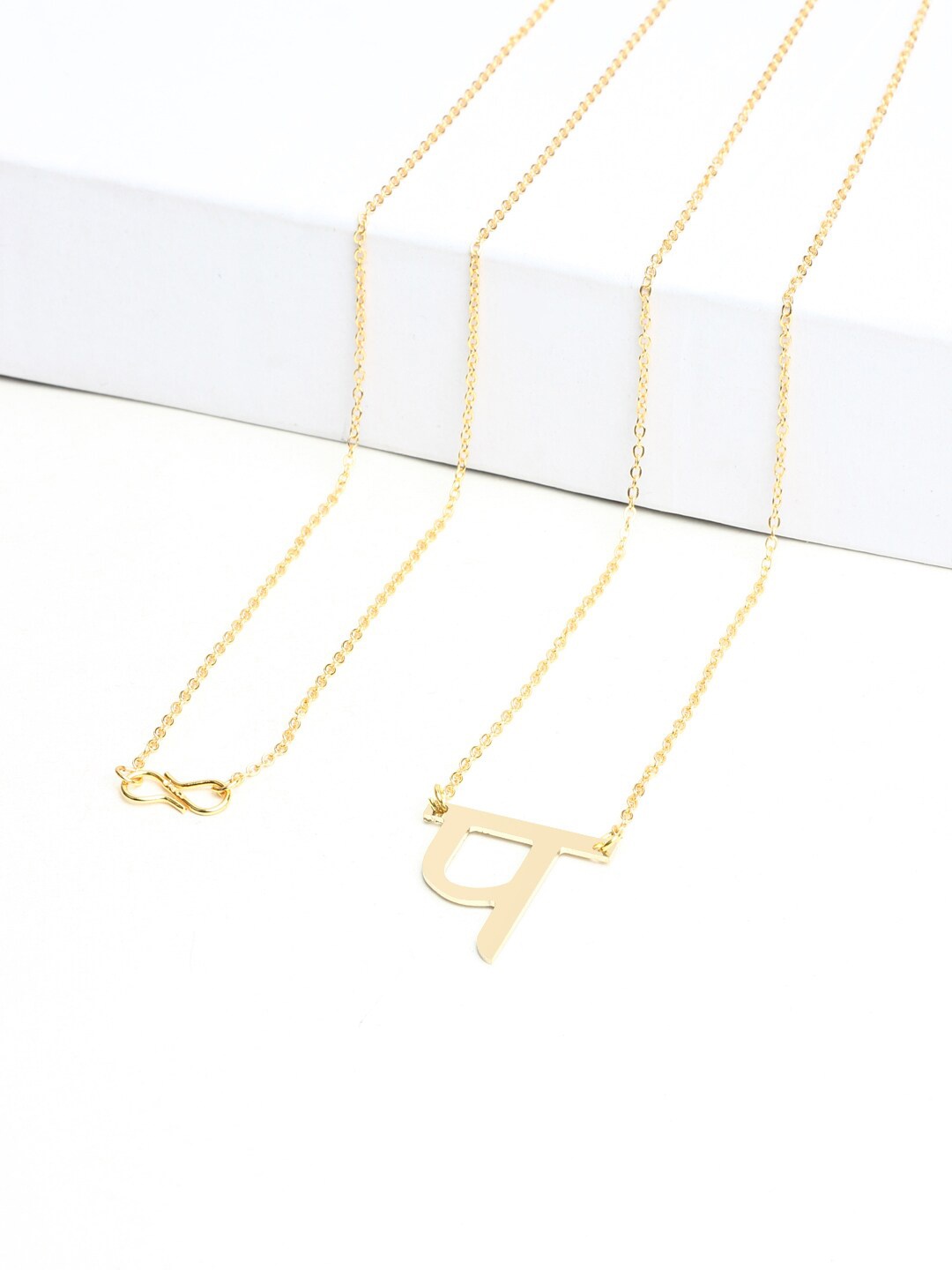 

Goldnera Brass-Plated & Hindi Akshar Letter Pendant With Chain, Gold