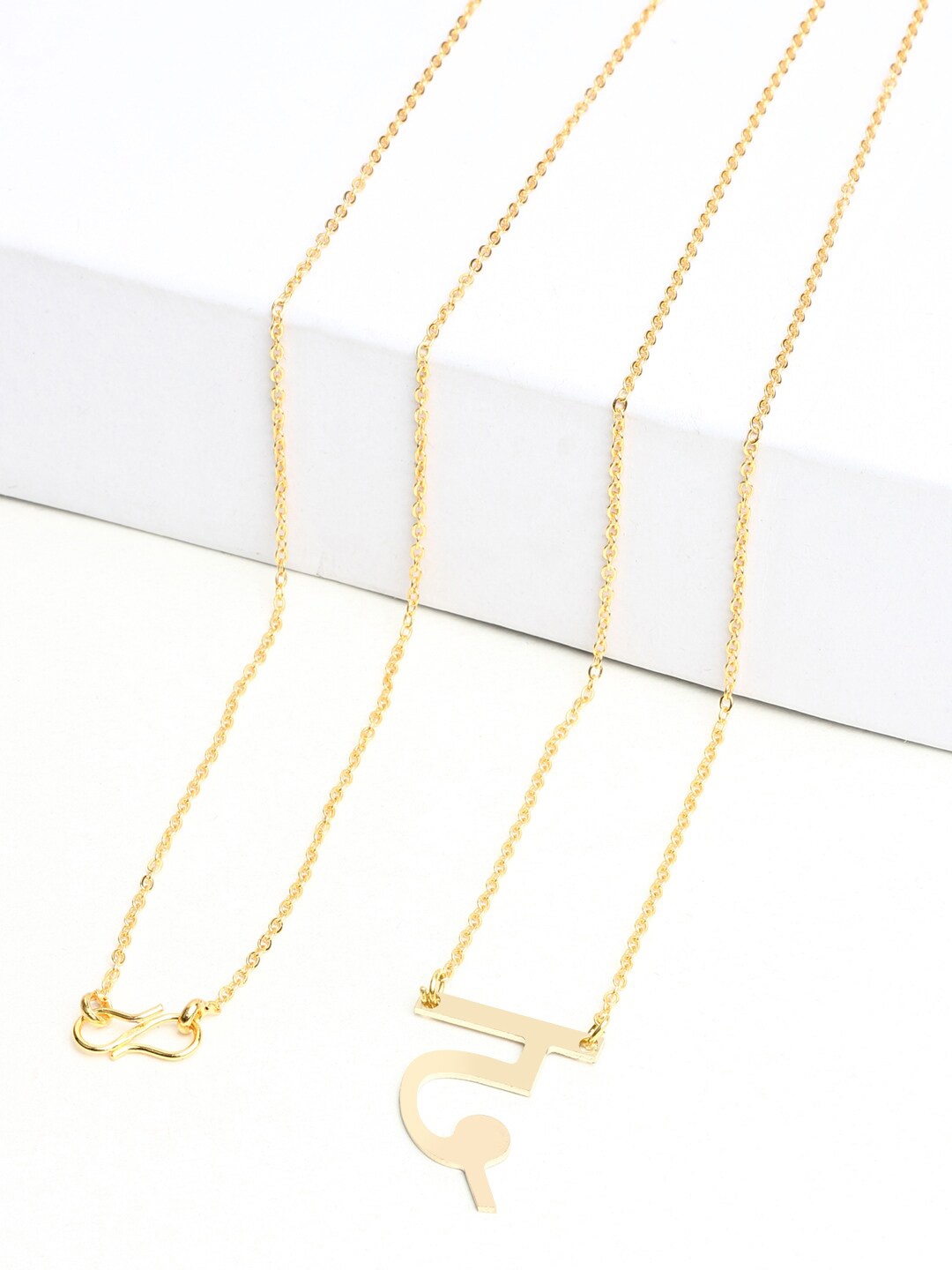 

Goldnera Brass-Plated Gold-Toned Hindi Akshar Letter Charm Pendant With Chain