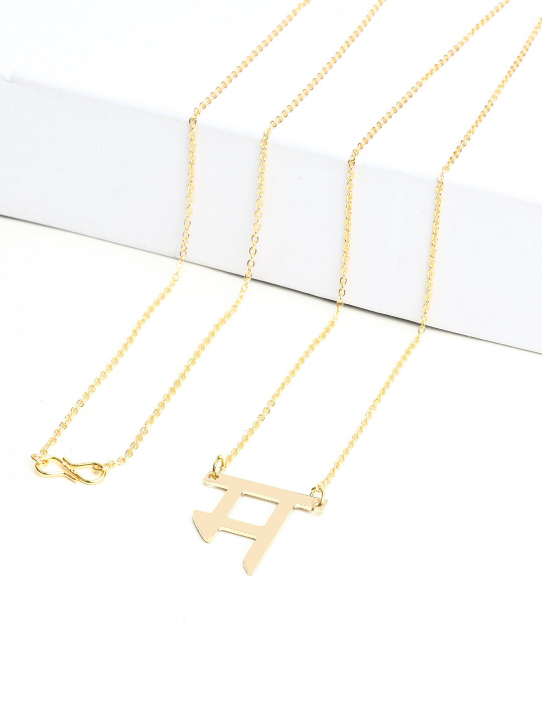 

Goldnera Brass-Plated Gold-Toned Hindi Akshar Letter Charm Pendant With Chain