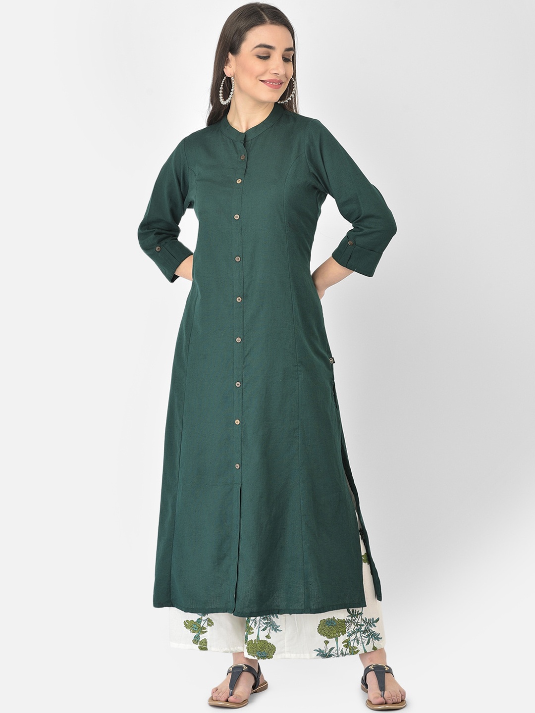 

Pistaa Women Green Kurta With Palazzos