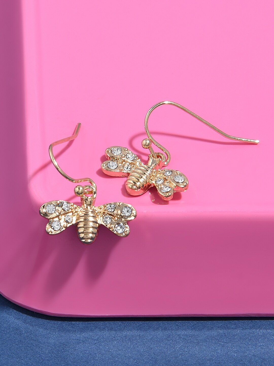

Accessorize London Bee Studded Short Drop Earring, Gold