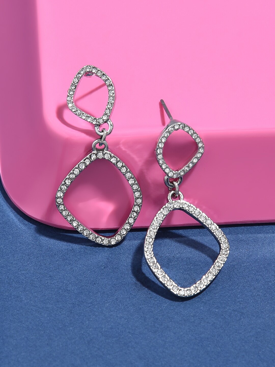 

Accessorize Pave Organic Short Drop Earrings, Silver