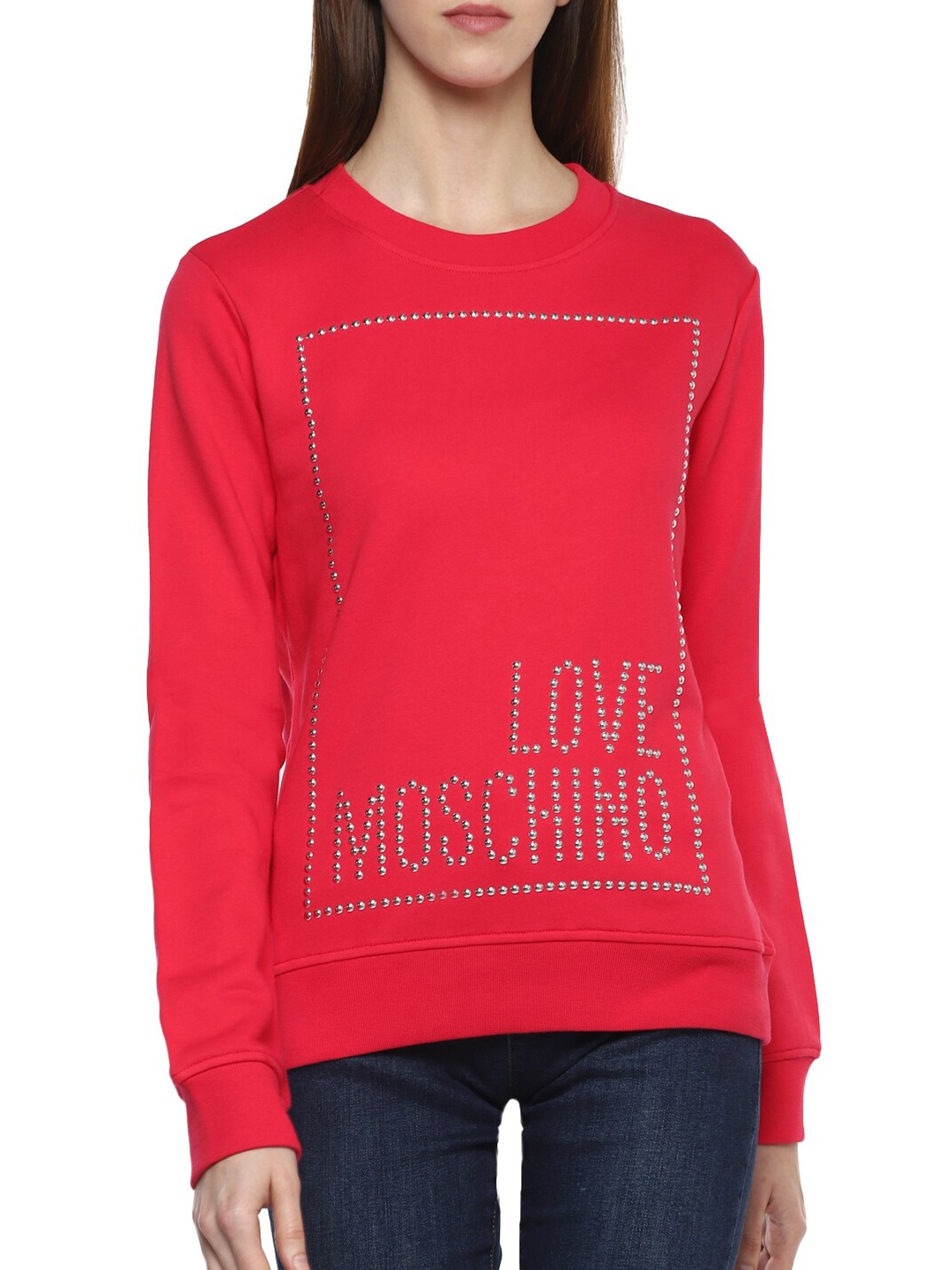 

LOVE MOSCHINO Women Pink Printed Pure Cotton Sweatshirt