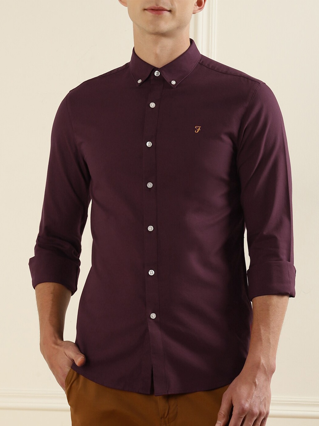 

Farah Men Maroon Slim Fit Pure Cotton Casual Shirt