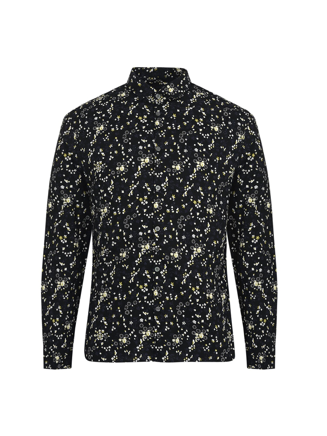 

JOHN VARVATOS Men Black Floral Printed Cotton Casual Shirt