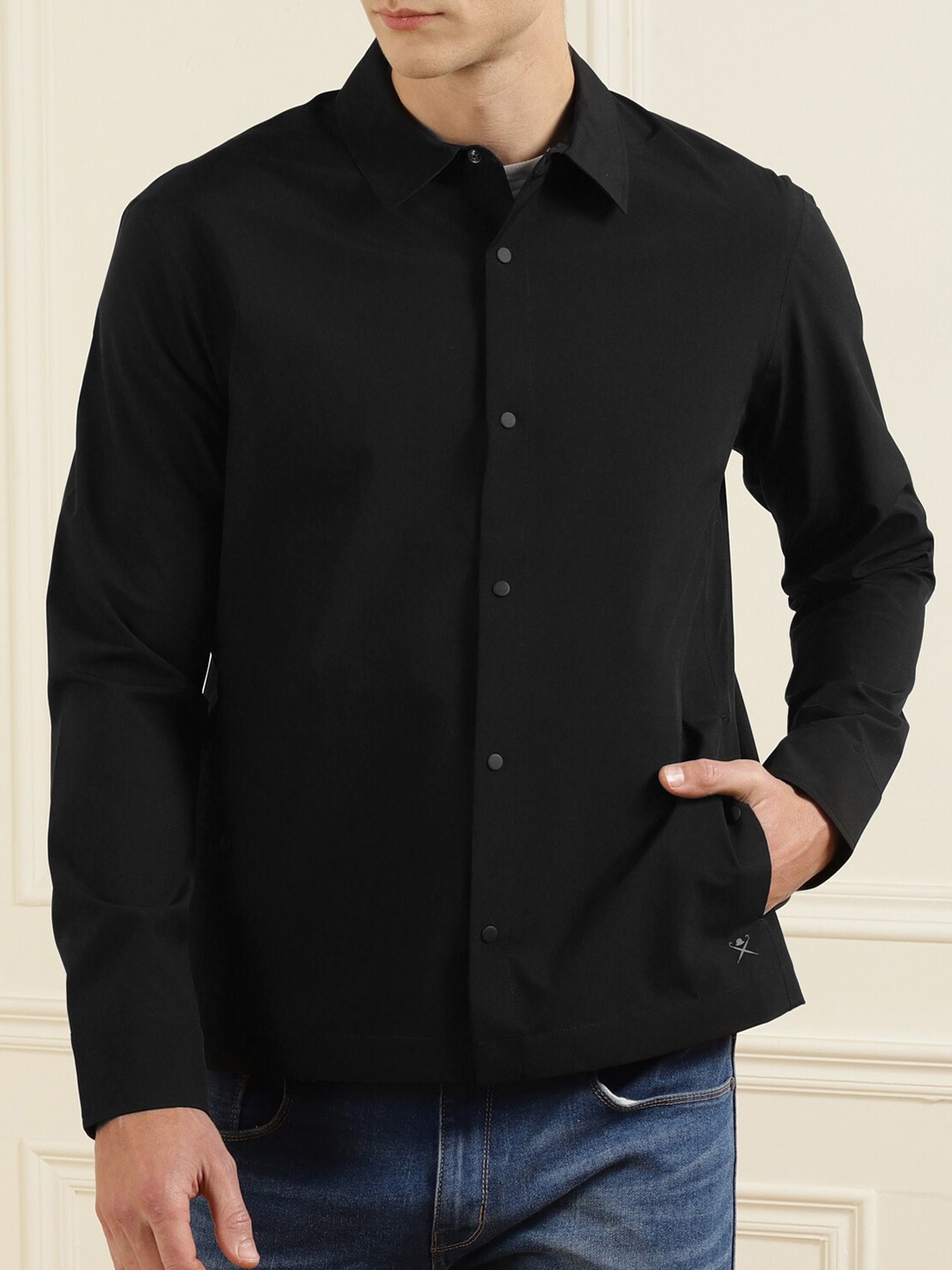 

HACKETT LONDON Men Black Pure Cotton Casual Shacket