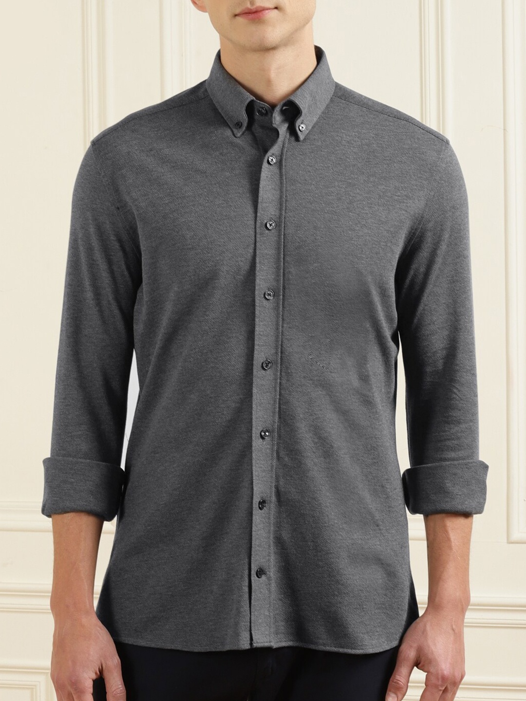 

HACKETT LONDON Men Grey Pure Cotton Casual Shirt