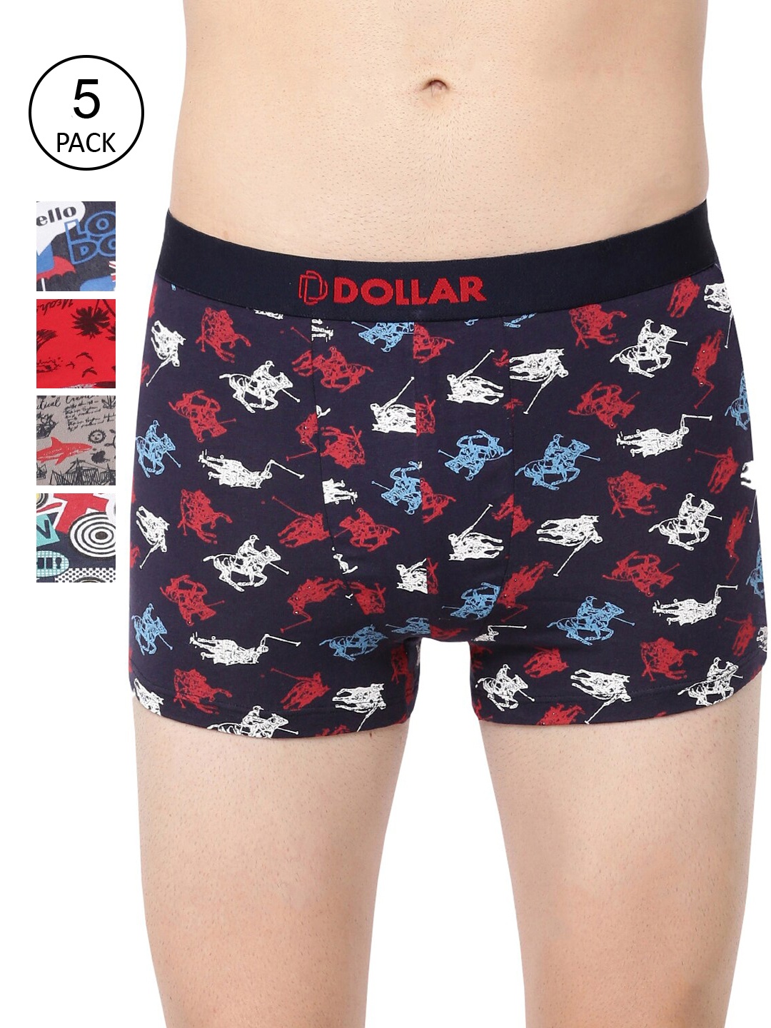 

Dollar Bigboss Men Printed Pack of 5 Combed Cotton Trendy Trunk MBTR-14-TRENDYPRNT, Assorted