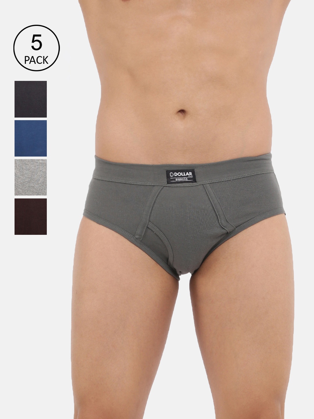 

Dollar Bigboss Men Assorted Pack of 5 Spandex Integrated Cotton Brief