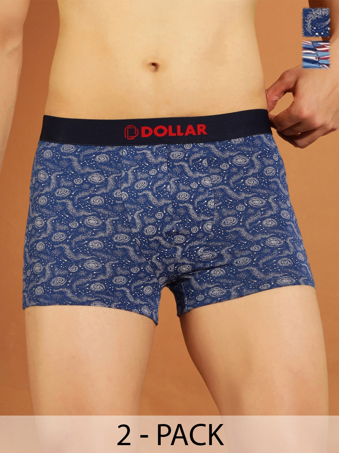 

Dollar Bigboss Men Printed Pack of 2 Combed Cotton Trendy Trunk, Assorted