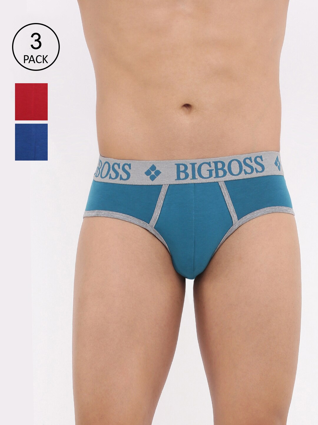 

Dollar Bigboss Men Solid Pack of 3 Shuffle Intellisoft Cotton Modal Brief, Assorted