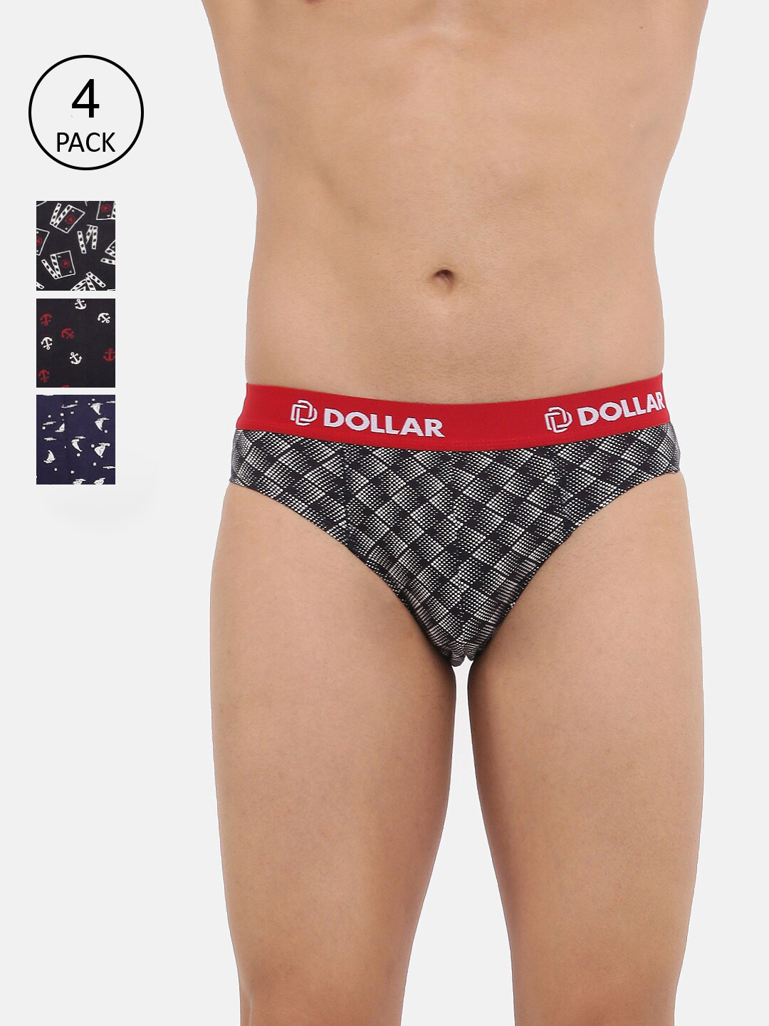 

Dollar Bigboss Men Printed Pack of 4 Combed Cotton Brief, Assorted