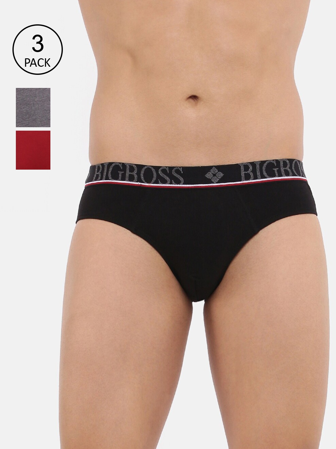 

Dollar Bigboss Men Solid Pack of 3 Shuffle Intellisoft Cotton Modal Brief, Assorted