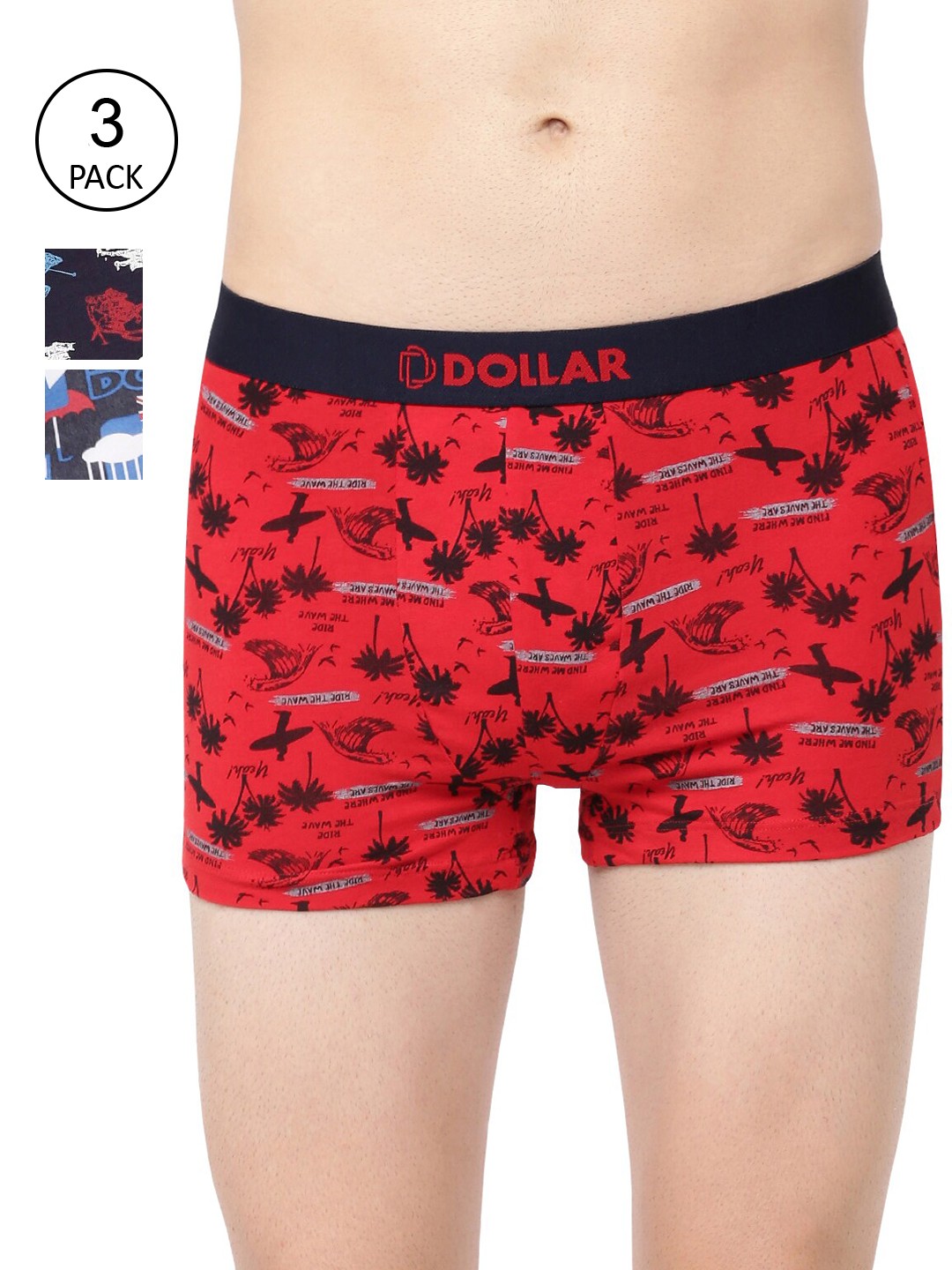 

Dollar Bigboss Pack of 3 Men Printed Combed Cotton Trendy Trunks MBTR-14, Assorted