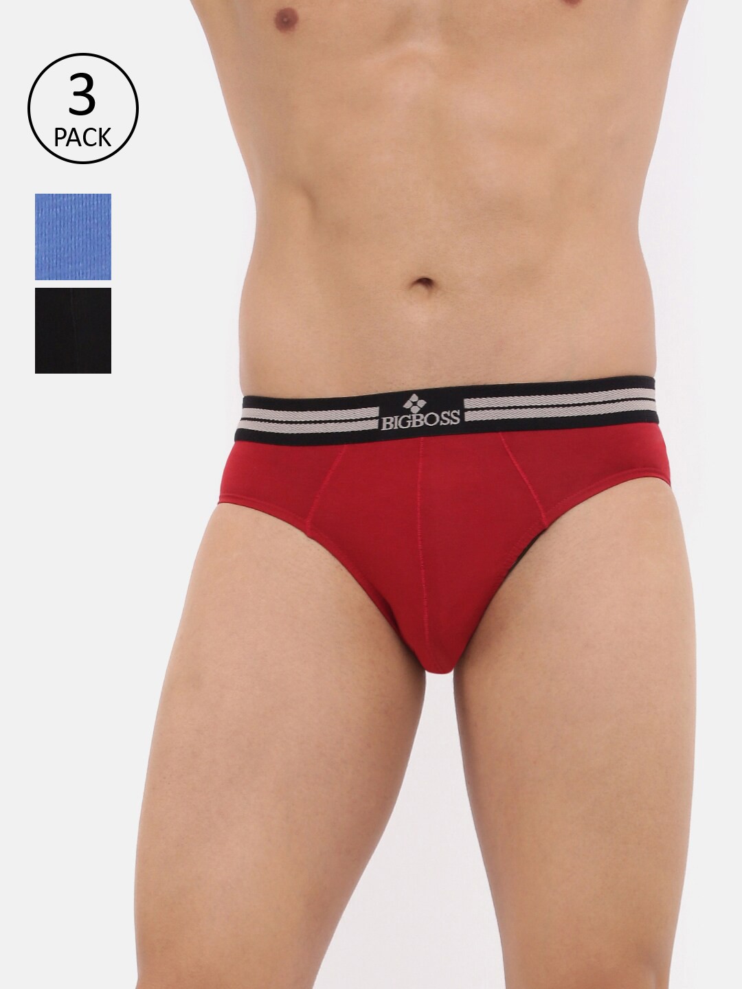 

Dollar Bigboss Men Solid Pack of 3 Shuffle Intellisoft Cotton Modal Brief, Assorted