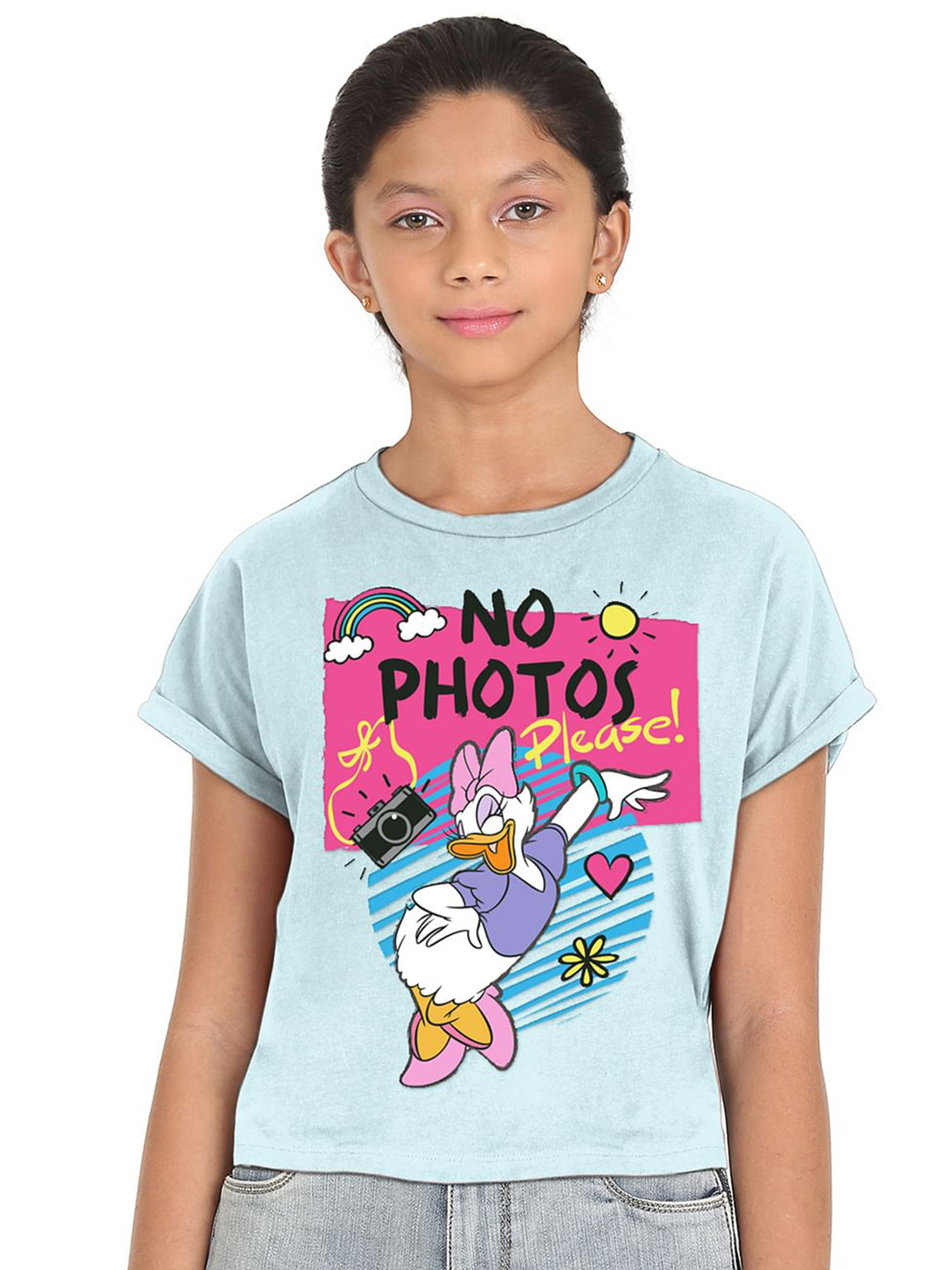 

SUGR Girl Girls Blue Graphic Printed Cotton T-shirt
