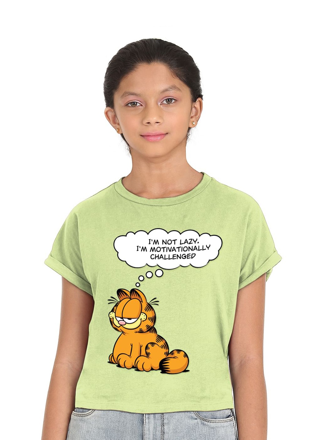 

SUGR Girl Girls Green Printed Extended Sleeves Cotton T-shirt