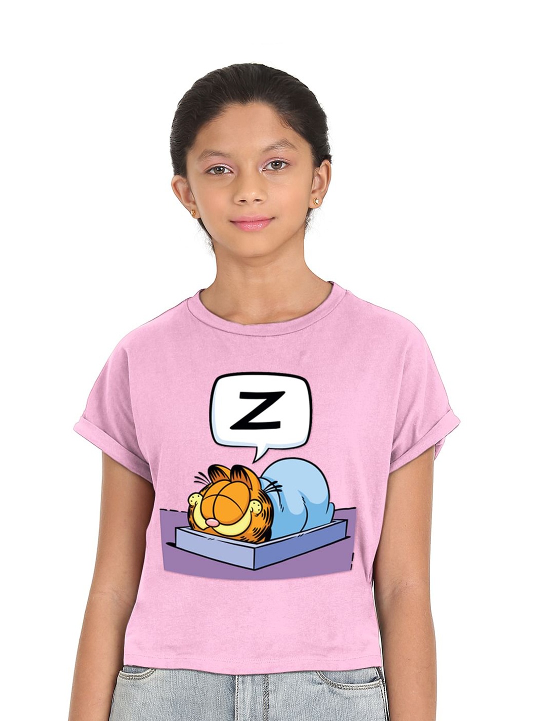 

SUGR Girl Girls Pink Garfield Printed Cotton T-shirt