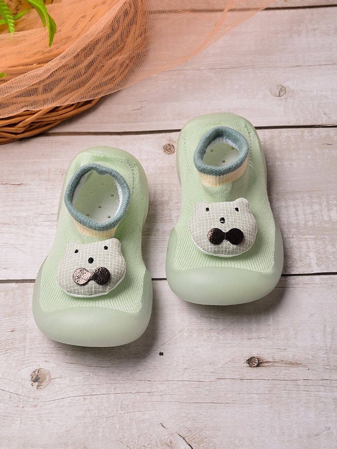 

POPLINS Kids Green Patterned Ankle Length Cotton Socks