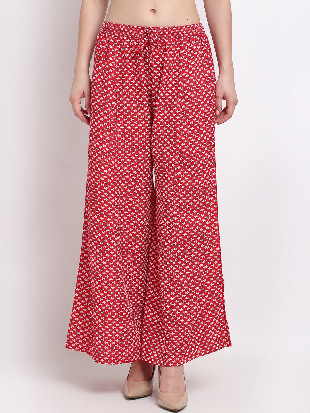 

Jinfo Women Red & White Ethnic Motifs Printed Palazzos