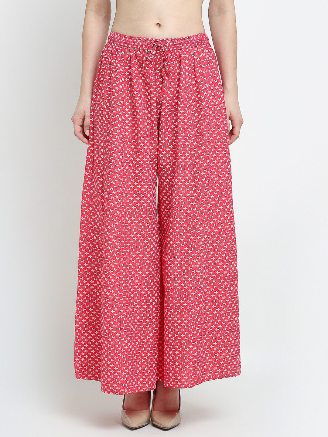 

Jinfo Women Pink Ethnic Motifs Printed Flared Palazzos