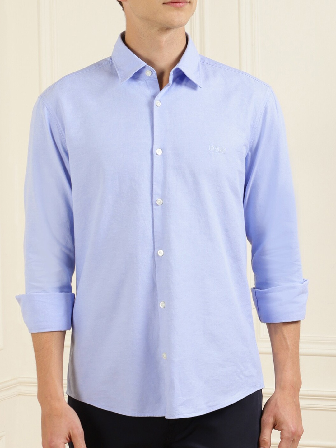 

HUGO Men Blue Regular Fit Cotton Formal Shirt