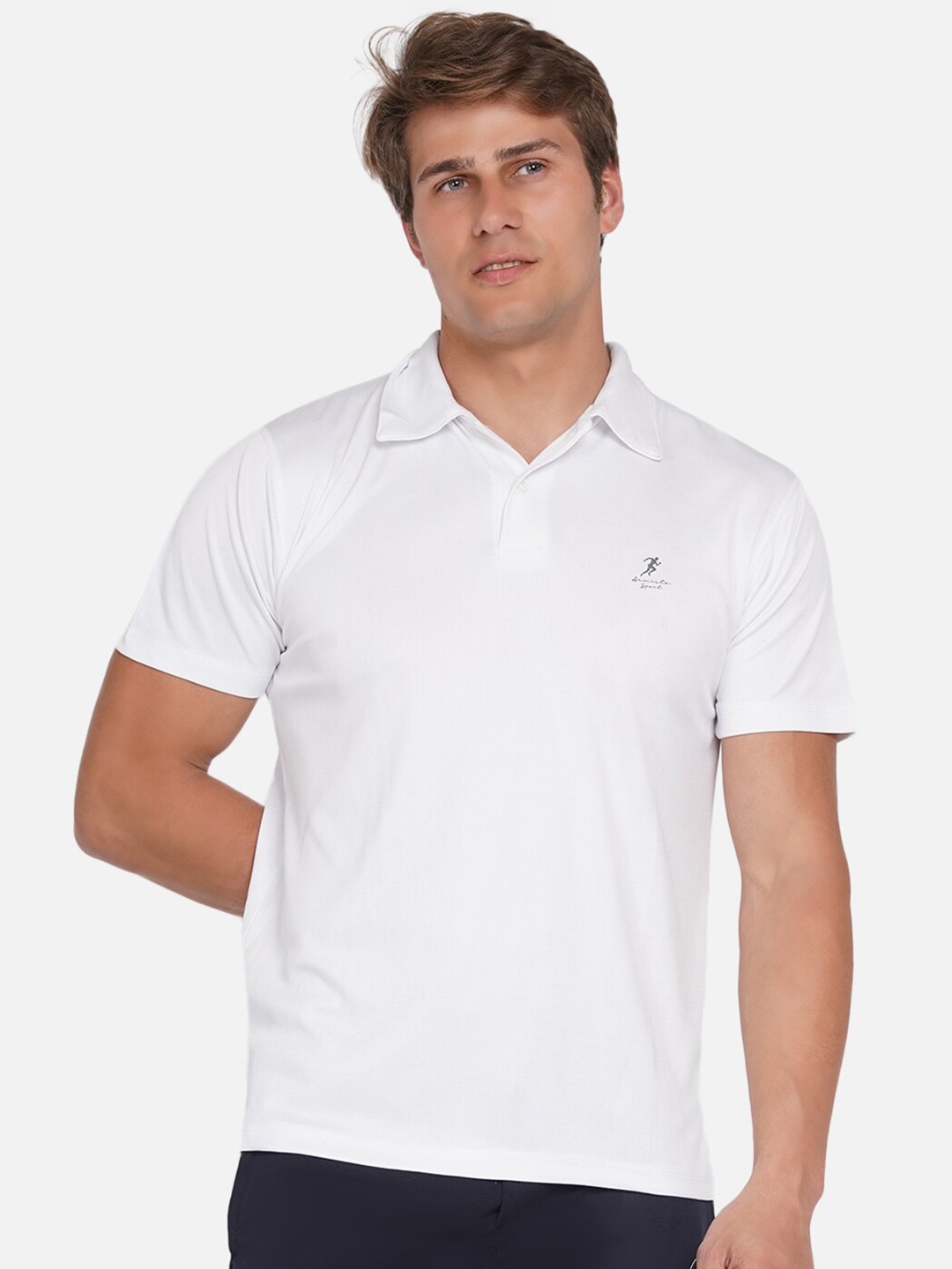 

ARMISTO Men White Polo Collar Dri-FIT T-shirt