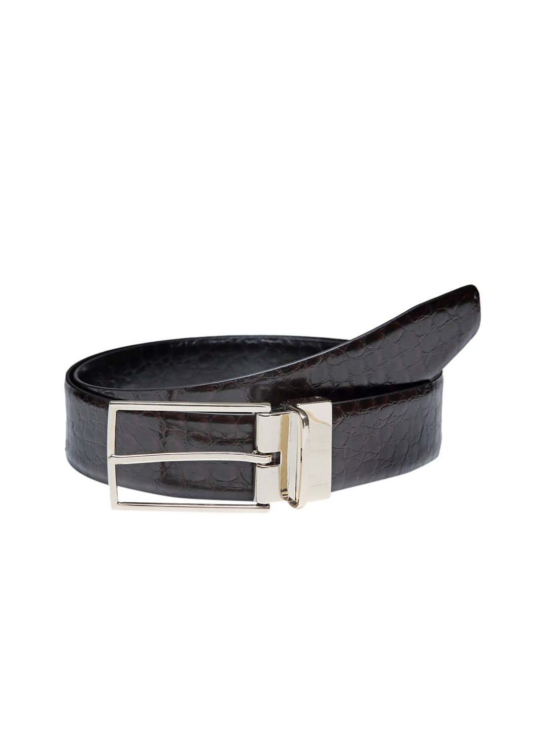

Churchill & Company Men Brown Textured Leather Reversible Formal Belt
