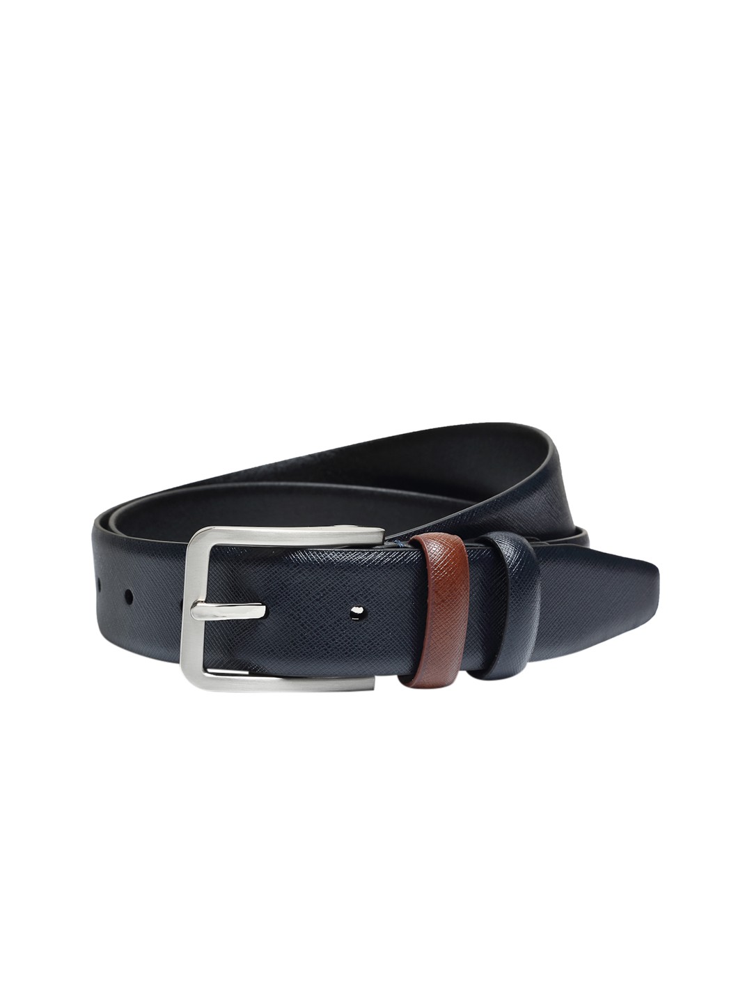 

Churchill & Company Men Navy Blue Textured Leather Formal Belt