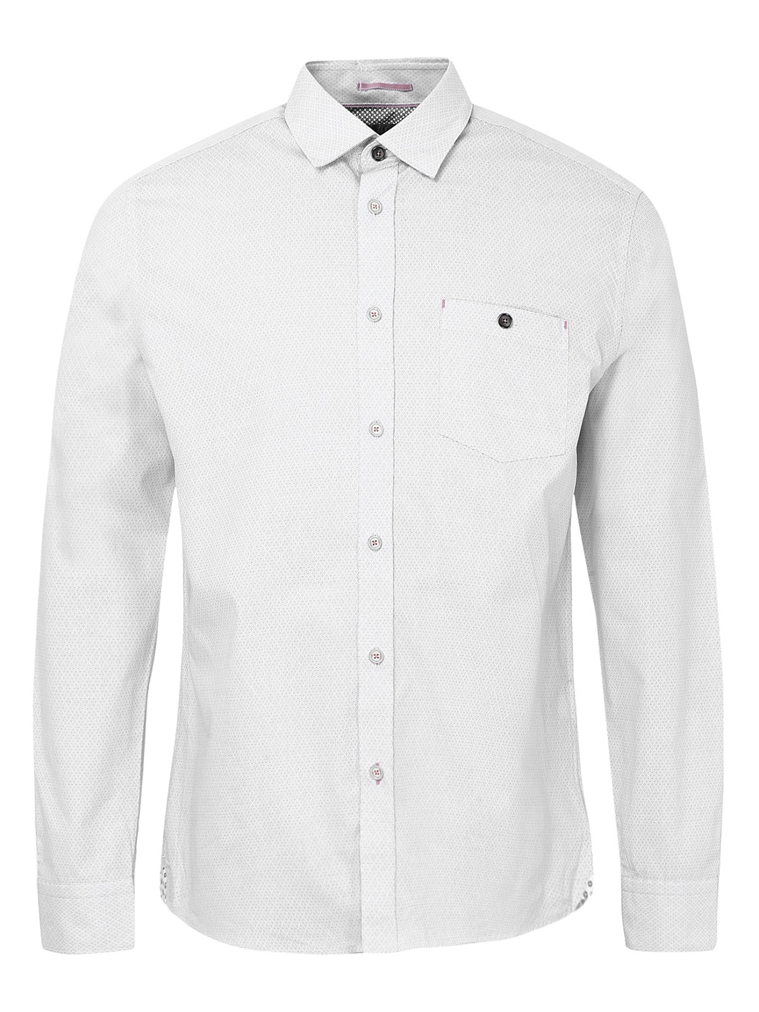 

Ted Baker Men White Self Design Printed Pure Cotton Regular Fit Casual Shirt