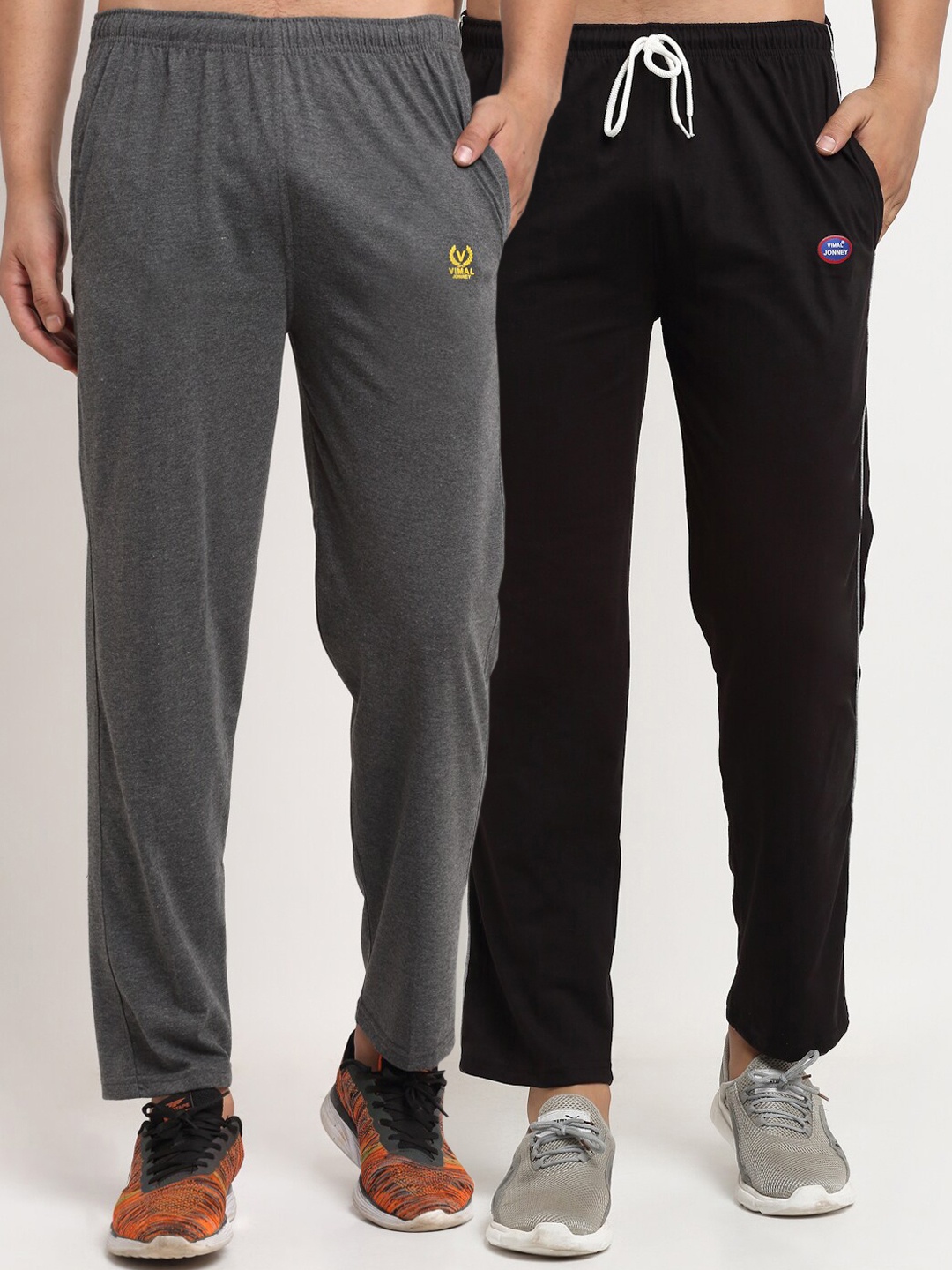 

MACK JONNEY Men Pack Of 2 Solid Track Pants, Black
