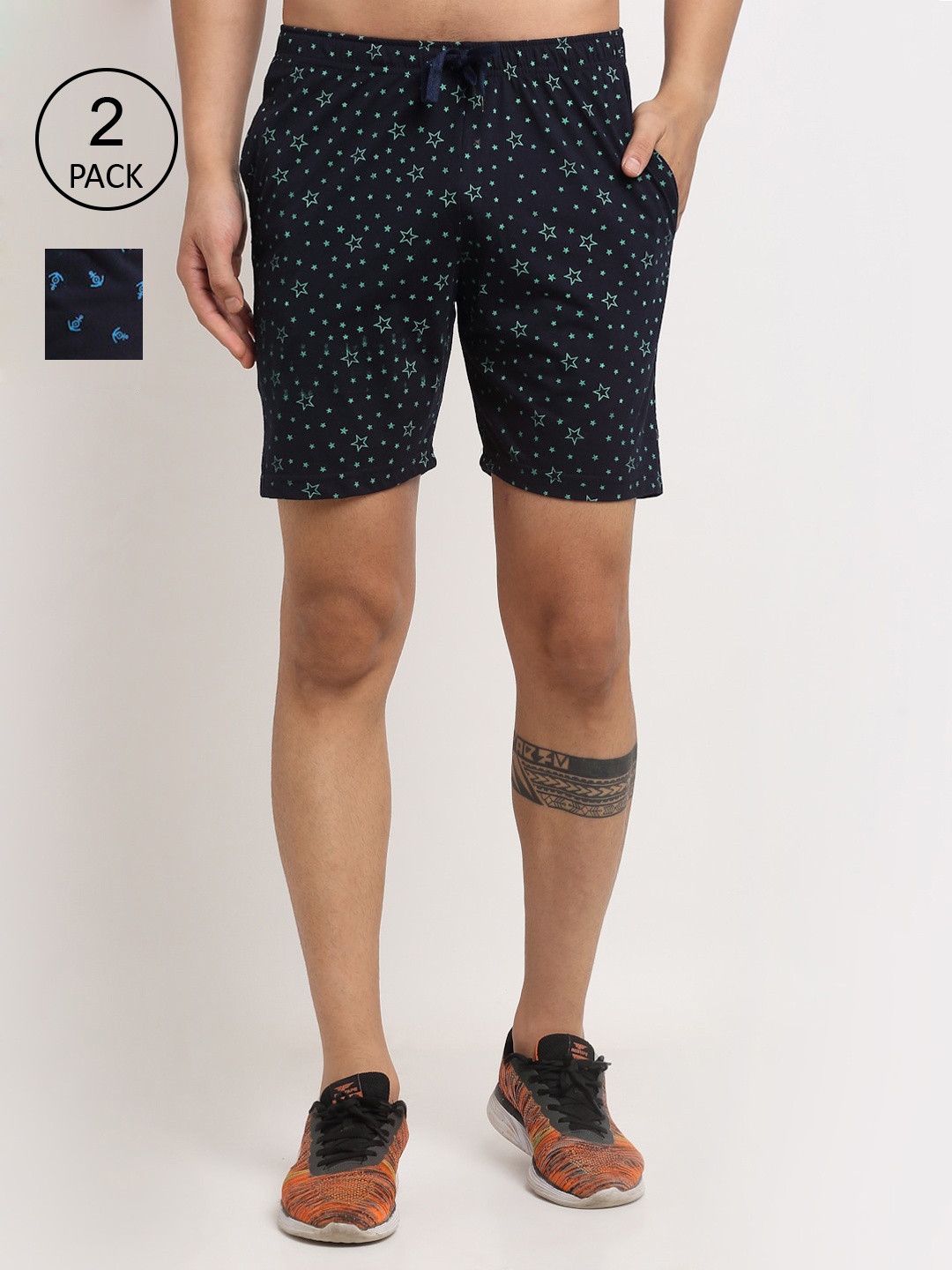 

VIMAL JONNEY Men Pack of 2 Navy Blue Printed Regular Shorts